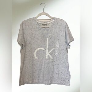 CK JEANS T-Shirt Gray with Blue Specs Size X-Large